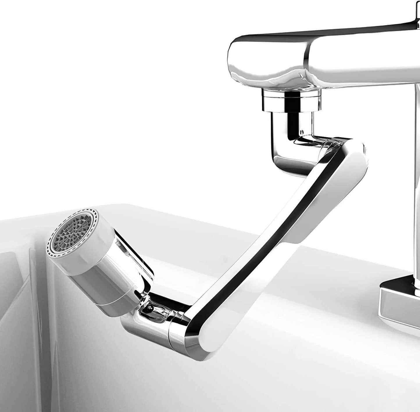 Rotating Faucet Extender Aerator, Universal Splash Filter Faucet, Large Angle Rotating Splash Filter Faucet Extender Aerator with 2 Water Outlet Modes, Sink Sprayer (All Plastic)