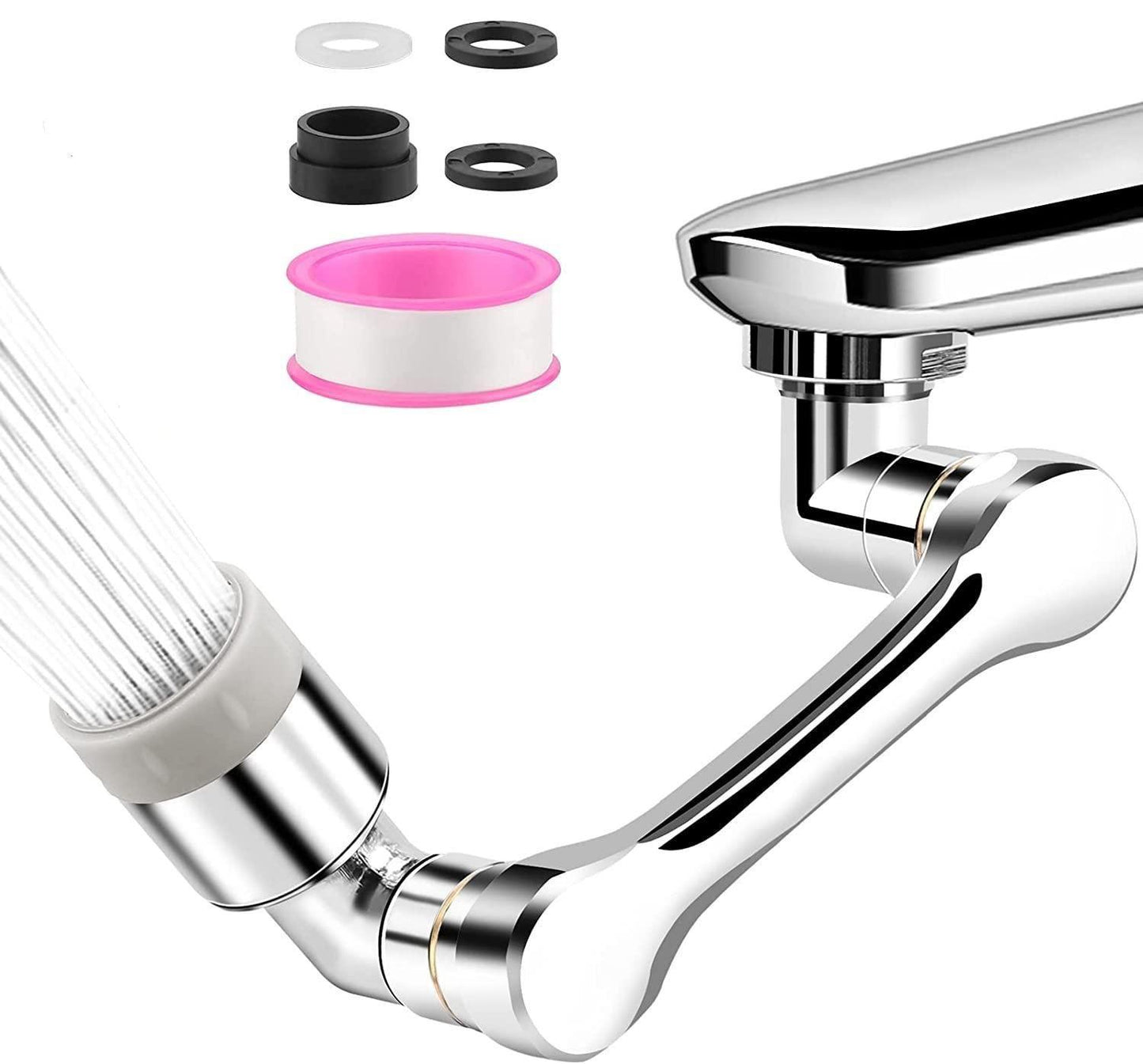 Rotating Faucet Extender Aerator, Universal Splash Filter Faucet, Large Angle Rotating Splash Filter Faucet Extender Aerator with 2 Water Outlet Modes, Sink Sprayer (All Plastic)