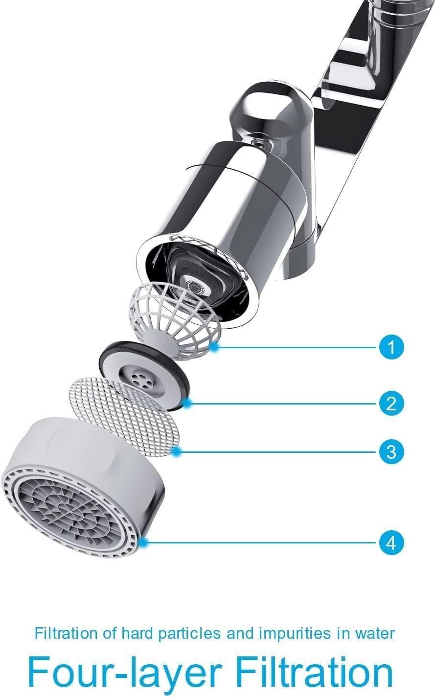Rotating Faucet Extender Aerator, Universal Splash Filter Faucet, Large Angle Rotating Splash Filter Faucet Extender Aerator with 2 Water Outlet Modes, Sink Sprayer (All Plastic)