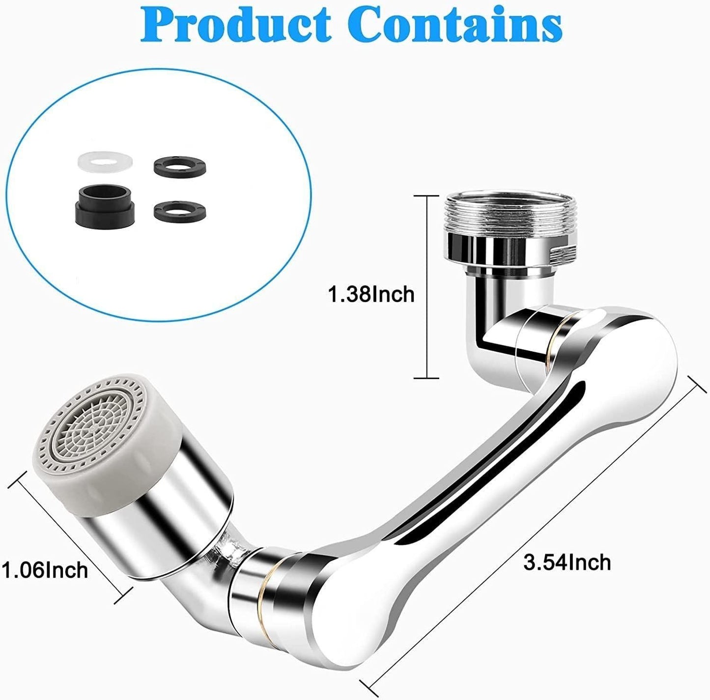 Rotating Faucet Extender Aerator, Universal Splash Filter Faucet, Large Angle Rotating Splash Filter Faucet Extender Aerator with 2 Water Outlet Modes, Sink Sprayer (All Plastic)